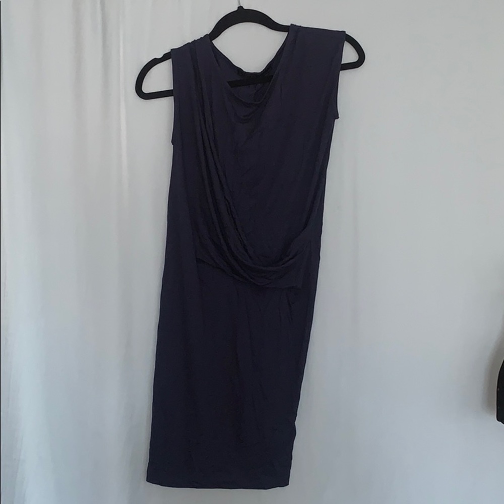 All Saints navy draped dress